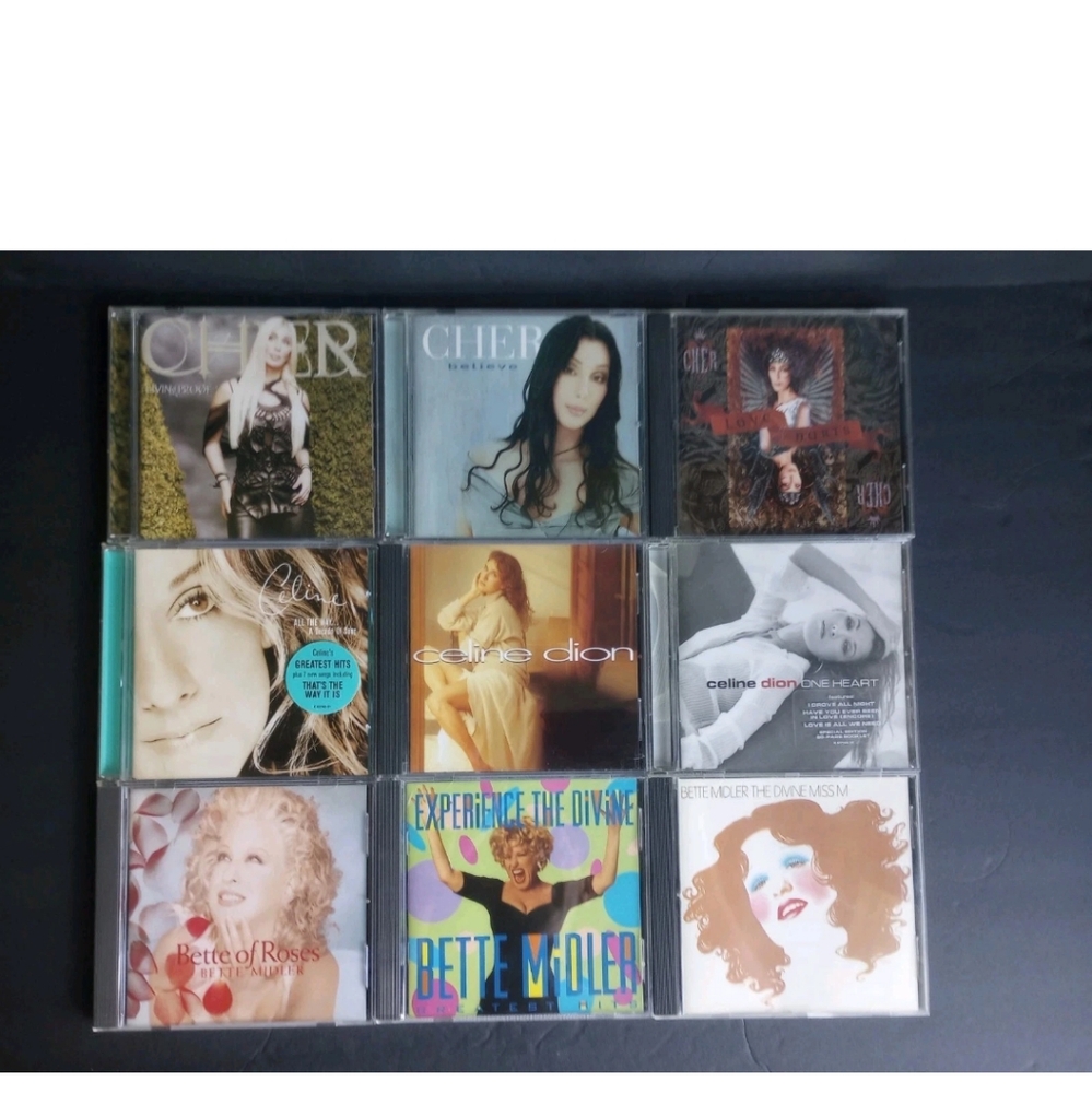 Bette Midler , Celine Dion & Cher Pop/Pop Rock Female Artist 9 CD Lot